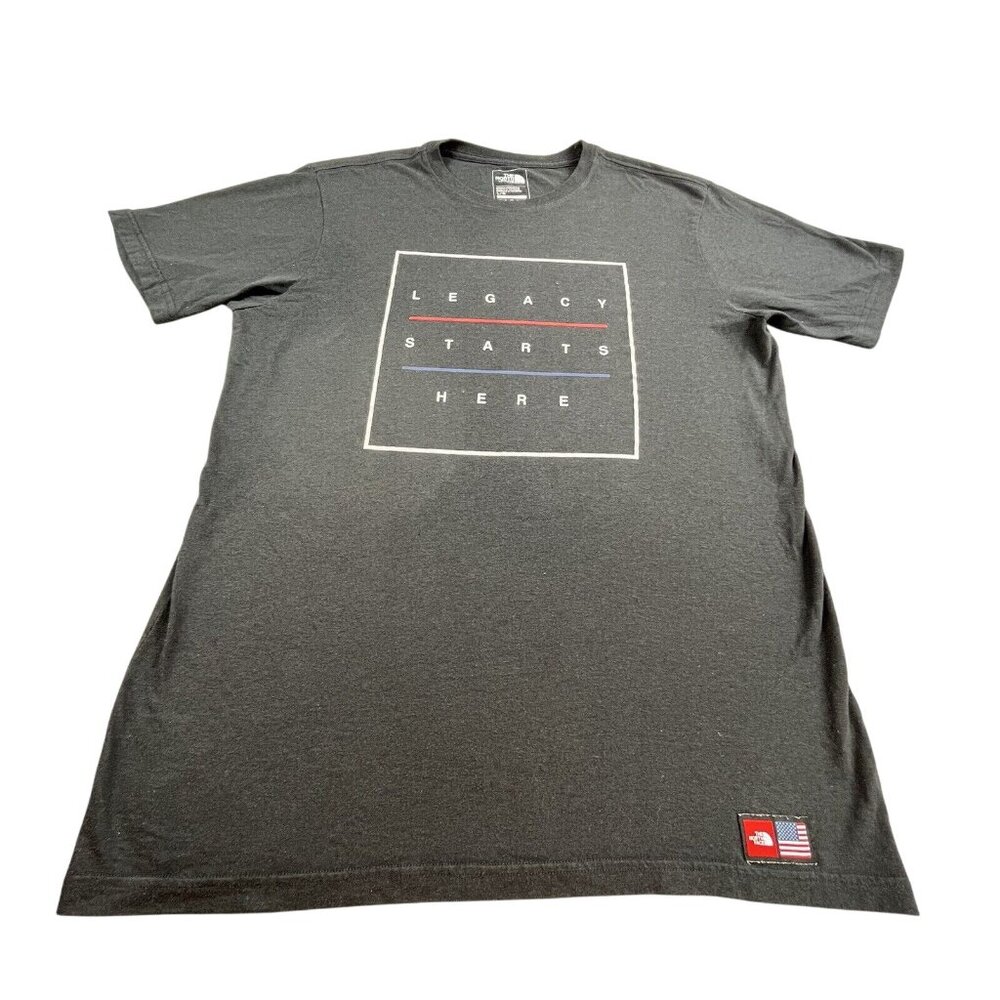 The North Face Men’s Large Black Slim Fit Shirt USA Flag Logo legacy starts here